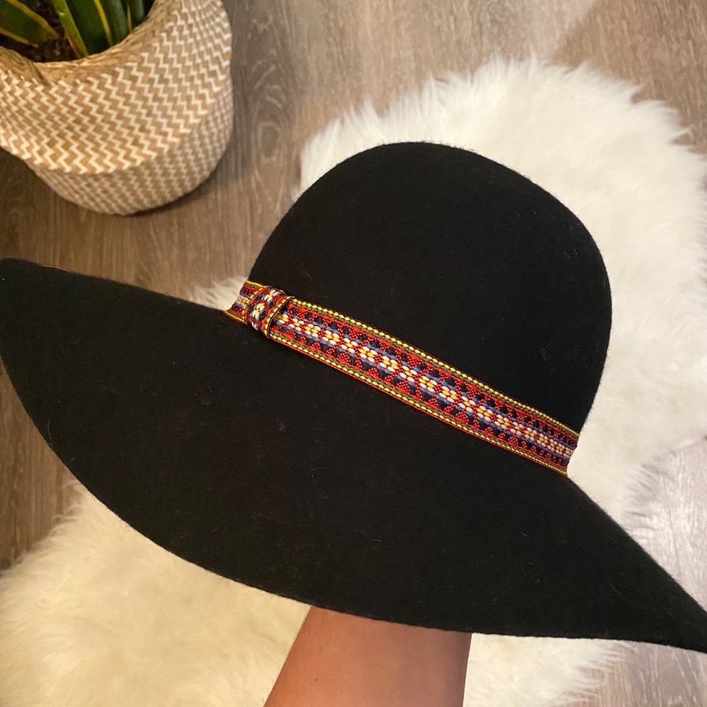 {World Market} Black Wool Flappy Hat